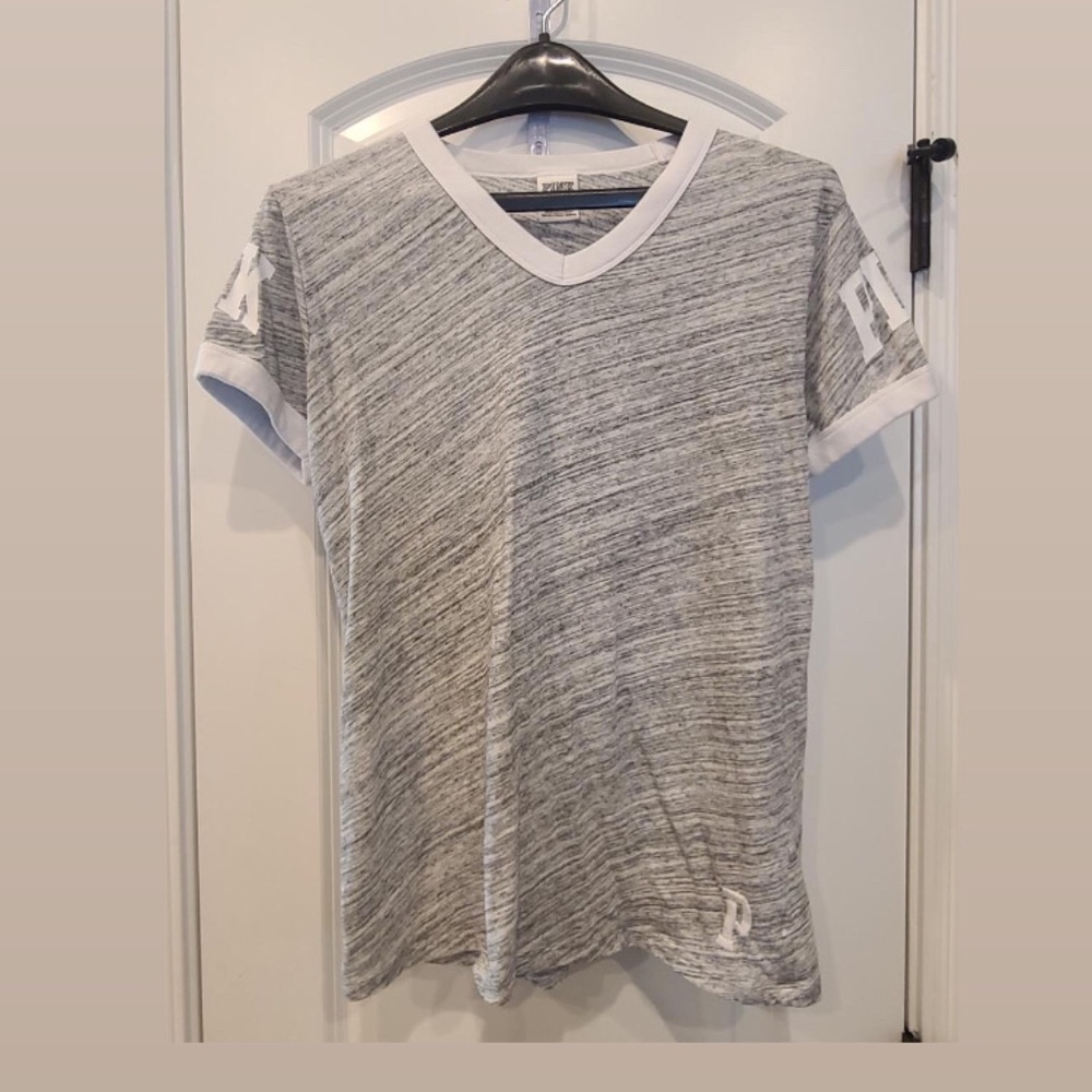 PINK grey crew tee